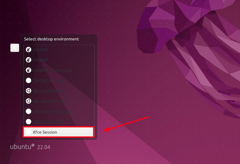 Choose XFCE Desktop
