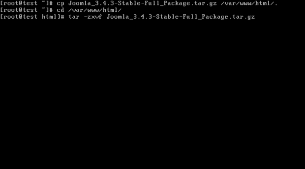 Copy and Extract Joomla to Apache Directory