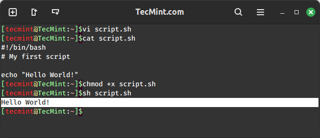 Hello World Shell Script