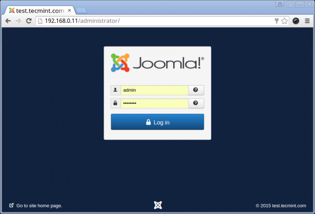  Inicio de sesión de administrador de Joomla 