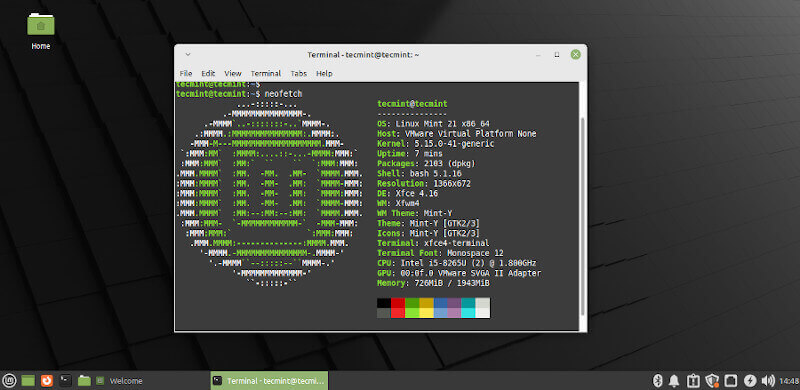 Linux Mint 21 XFCE Desktop
