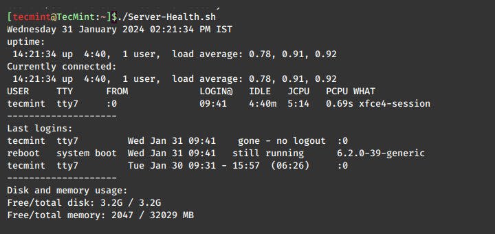 Linux Server Health Script