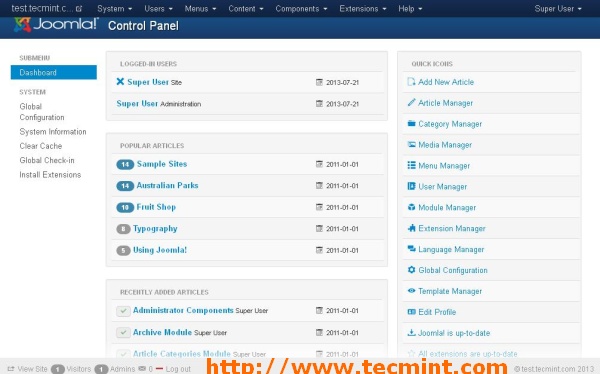 Joomla Control Panel