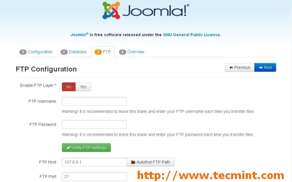 Joomla FTP Configuration