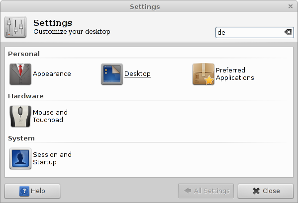 Xfce Settings Manager
