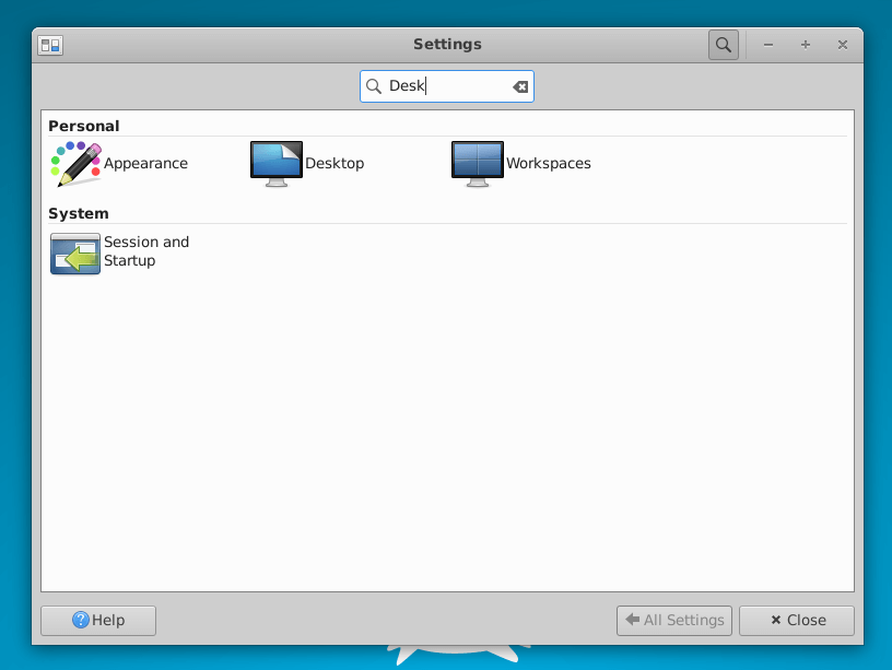 XFCE Settings Manager