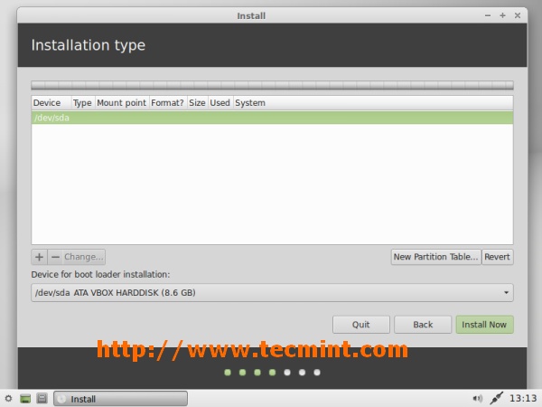 Xfce New Partition Table