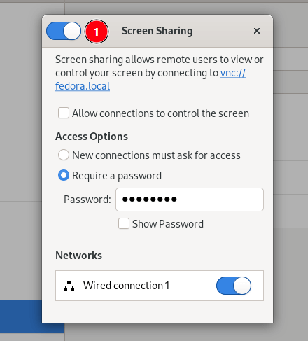 Fedora Screen Sharing Password