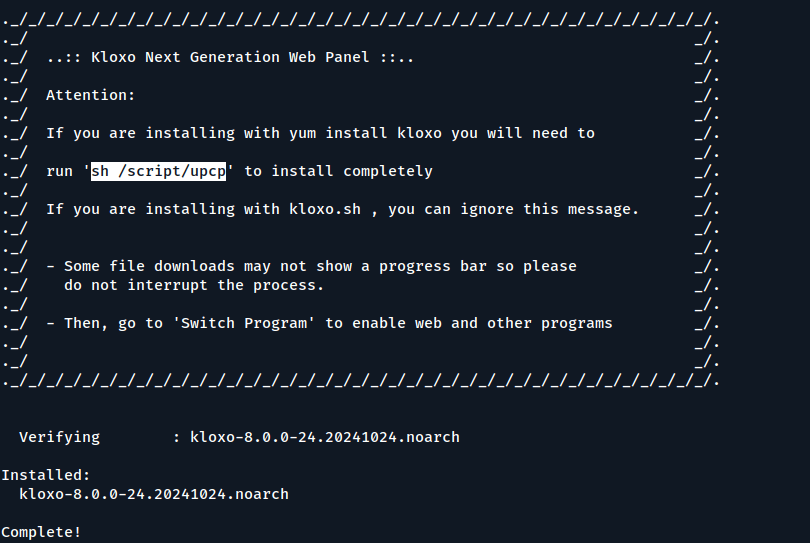Kloxo Installation Completes