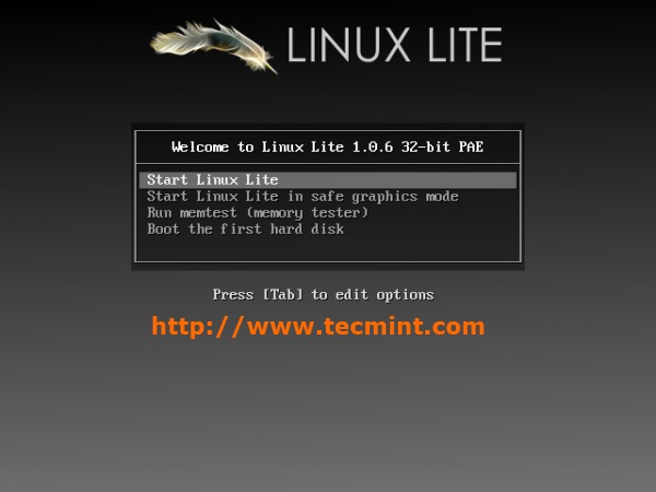  Pantalla de inicio de Linux Lite 