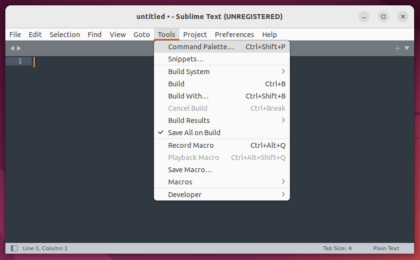 Command Palette in Sublime Text