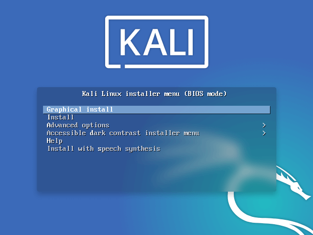  Menú de arranque de Kali Linux 