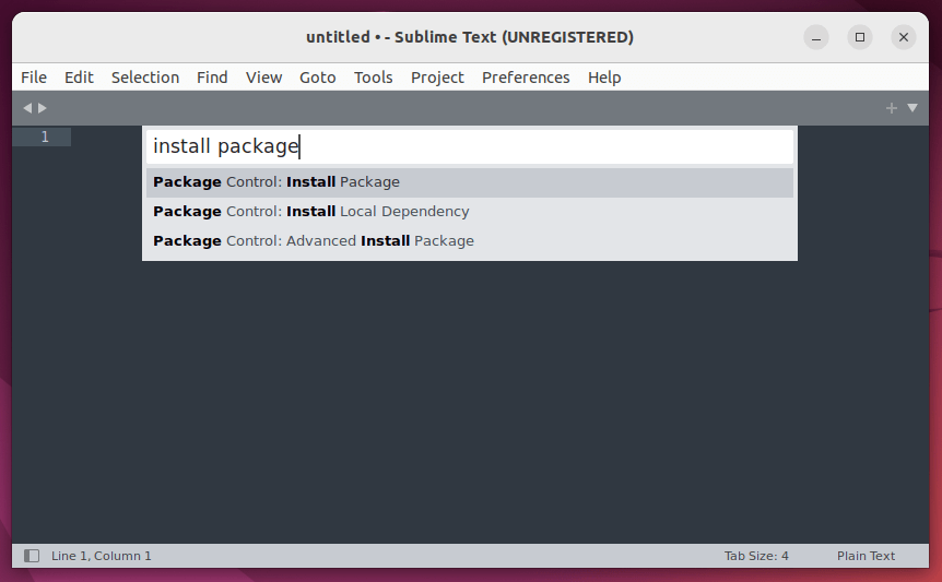 Search Package Control in Sublime Text