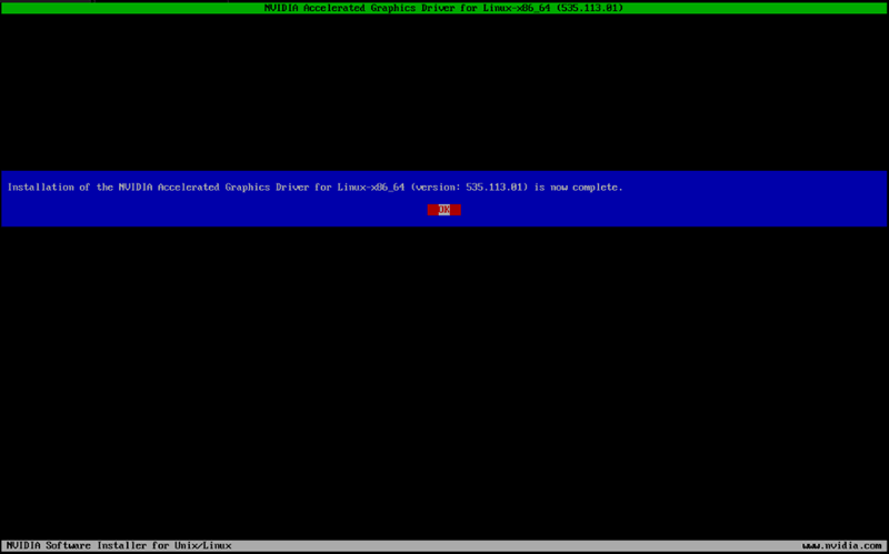 Successful Installation of NVIDIA Driver
