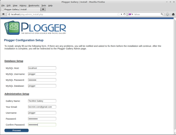 Plogger Database Settings