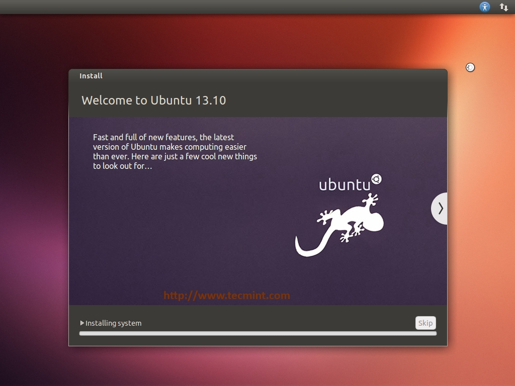 Ubuntu 13.10 (saucy Salamander). Ubuntu 13.10. Ubuntu install. Installing Ubuntu.