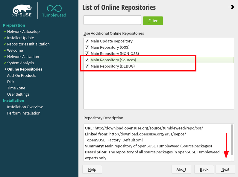 Choose openSUSE Repositories