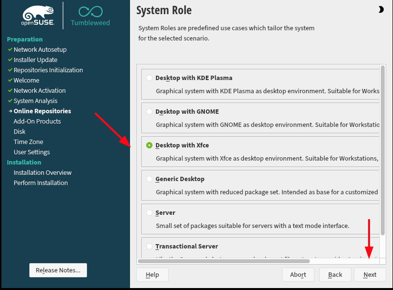 Choose openSUSE System Roles