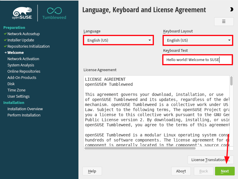 openSUSE Language and Keyboard