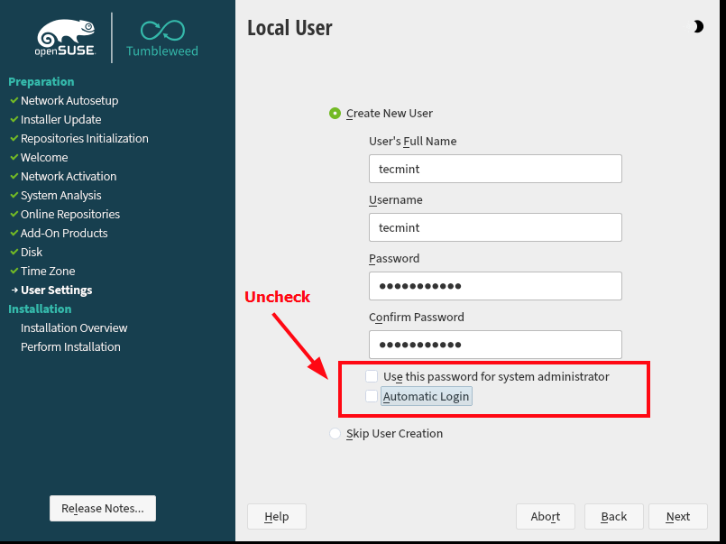 openSUSE Local User