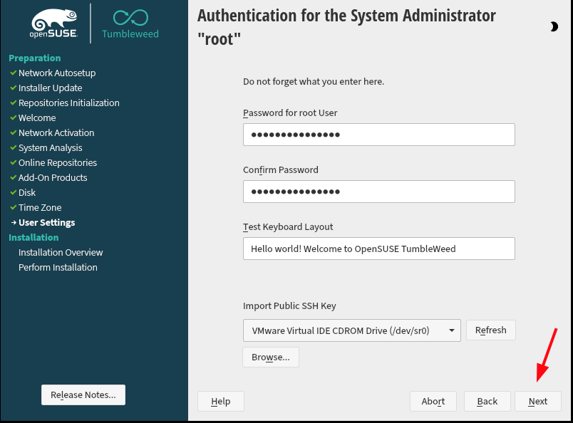 openSUSE Root Password