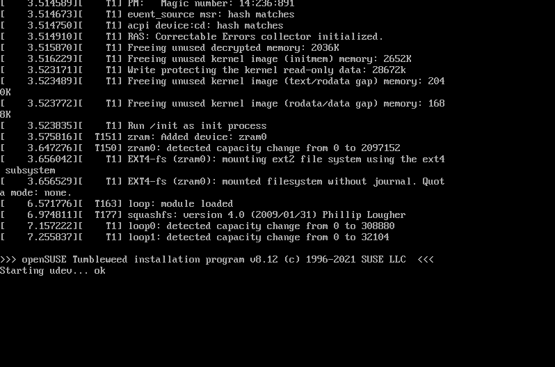 Booting openSUSE TumbleWeed