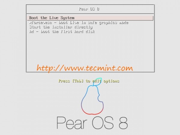 Boot Pear OS 8