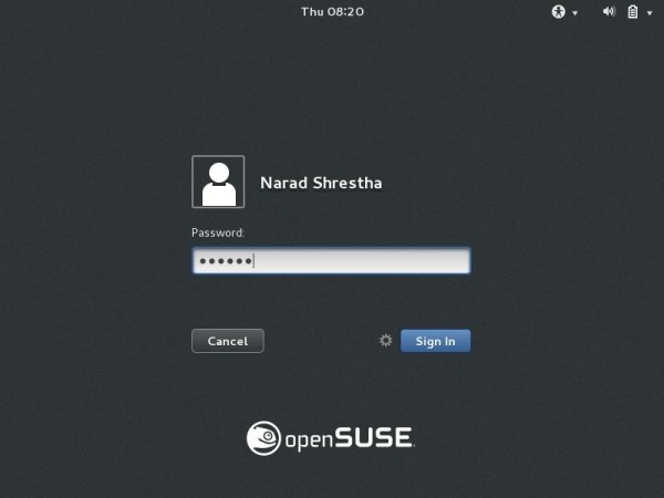 OpenSuse Login Screen