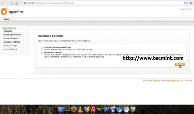 Openfire Database Settings