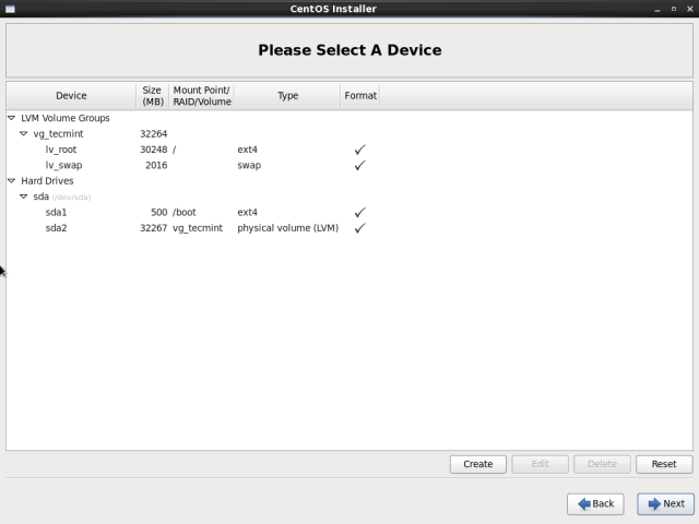  Resumen de Particiones de dispositivos CentOS 6.10