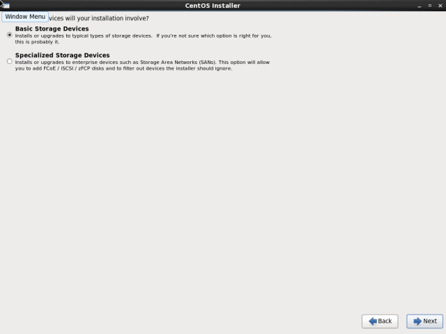 CentOS 6.10 Installation Storage Device