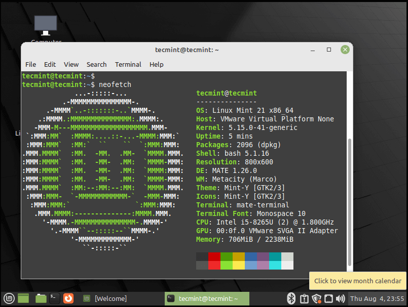 Linux Mint Mate Desktop