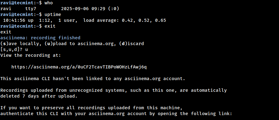 Asciinema – Record and Share Your Linux Terminal Sessions