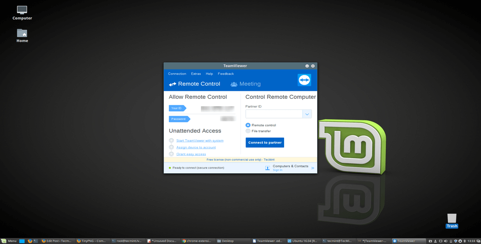 TeamViewer Running on Linux Mint 20