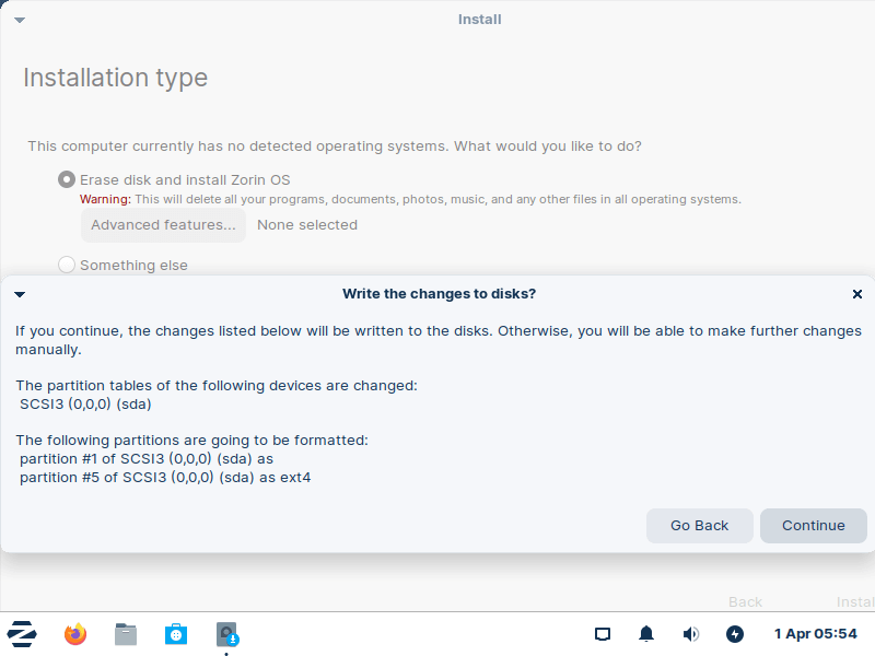 Zorin OS Disk Changes