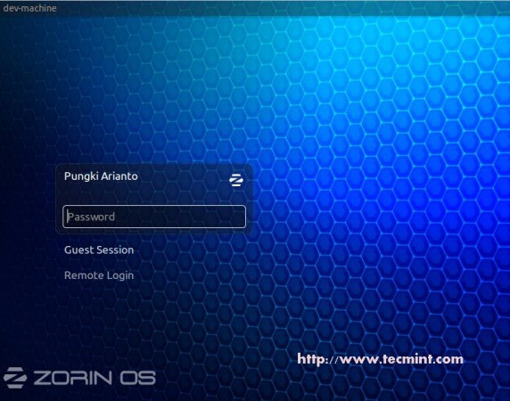 Zorin Login Screen