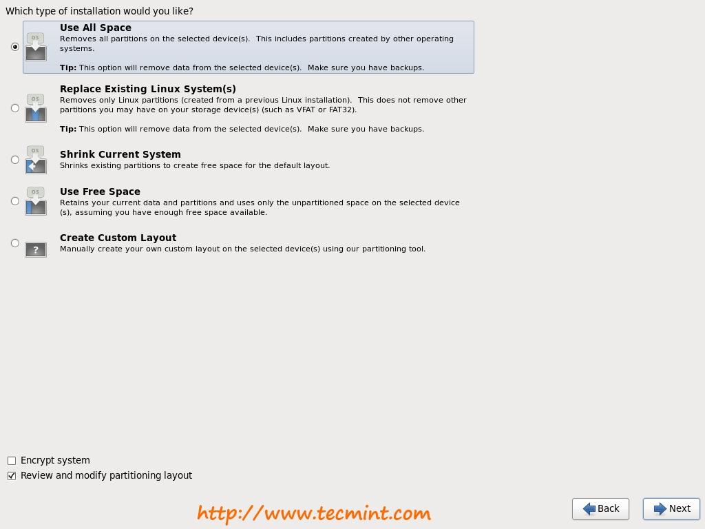 Select Installation Type | Tecmint: Linux Howtos, Tutorials & Guides