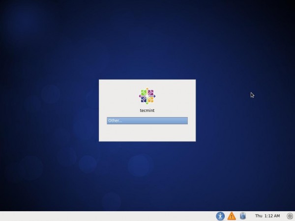 CentOS Login Screen