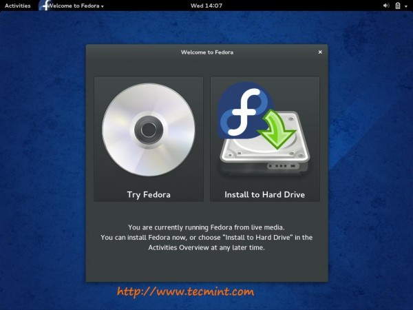 Fedora Live Installation Media