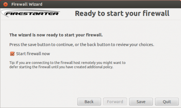 Start Firestarter Firewall