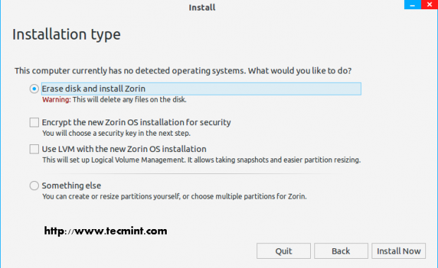Select Installation Type