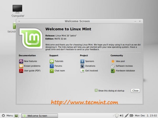 Linux Mint 16 Mate Desktop