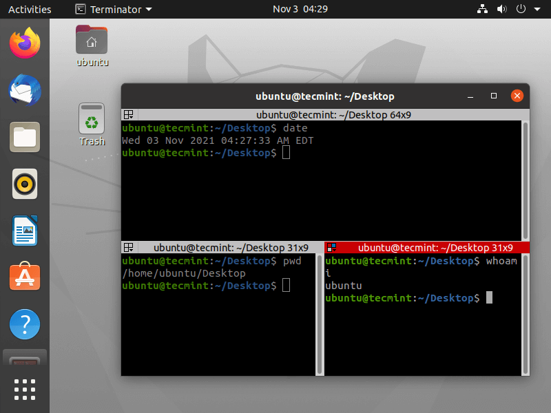 Split Linux Terminal Vertically