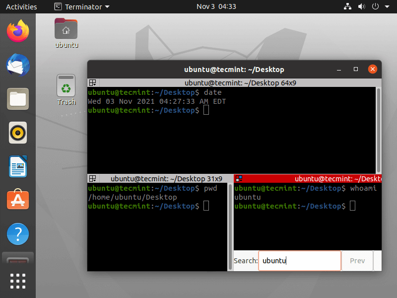 Cambiar ventana de terminal de Linux