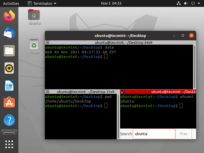 Switch Linux Terminal Window