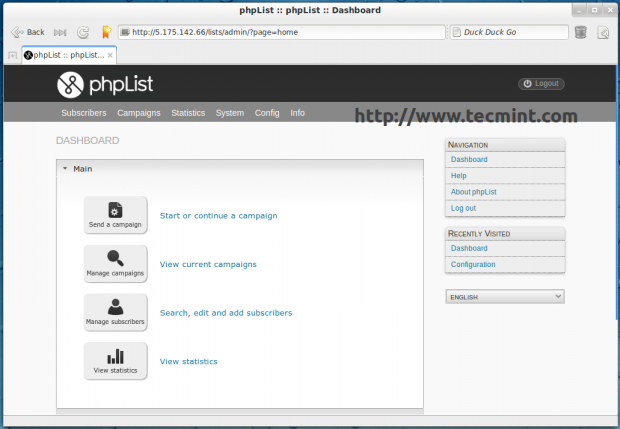 phpList Dashboard