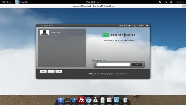 Manjaro Login Screen