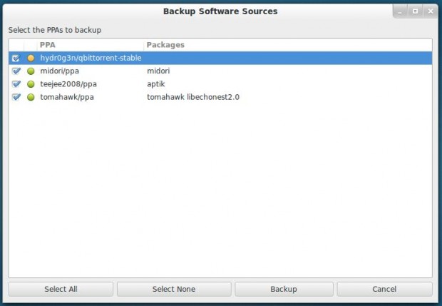 Aptik Software Sources