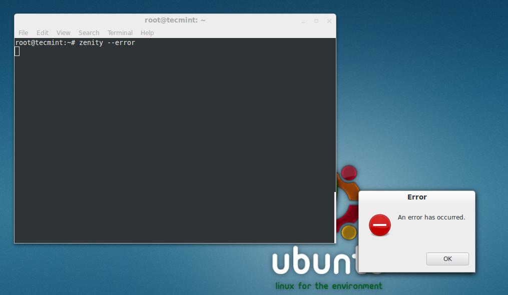 Error dialog. Linux Zenity. Zenity примеры. Ubuntu Zenity. Окном ошибся Bash.