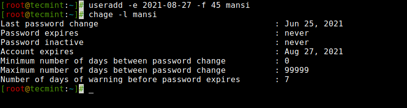 Create User With Password Expiry Date